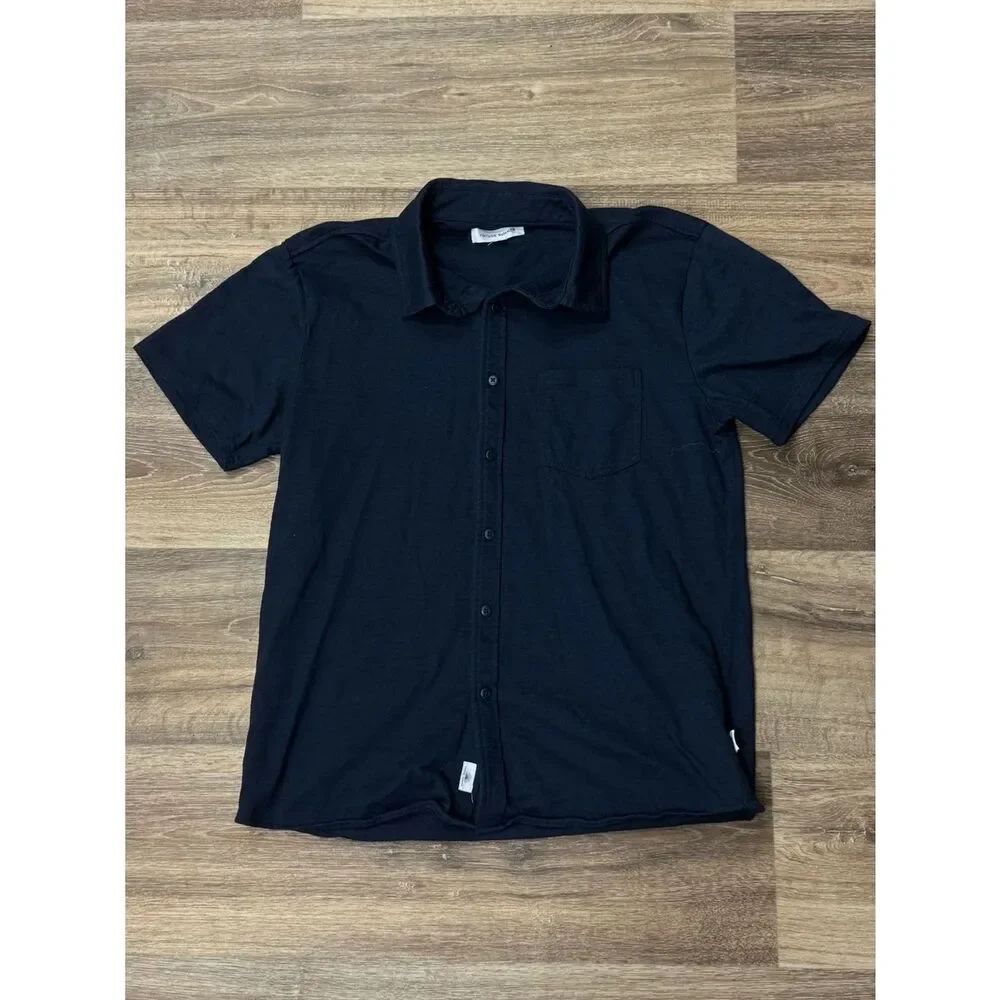 Vintage Summer Navy Blue Button Up Shirt Men’s Large